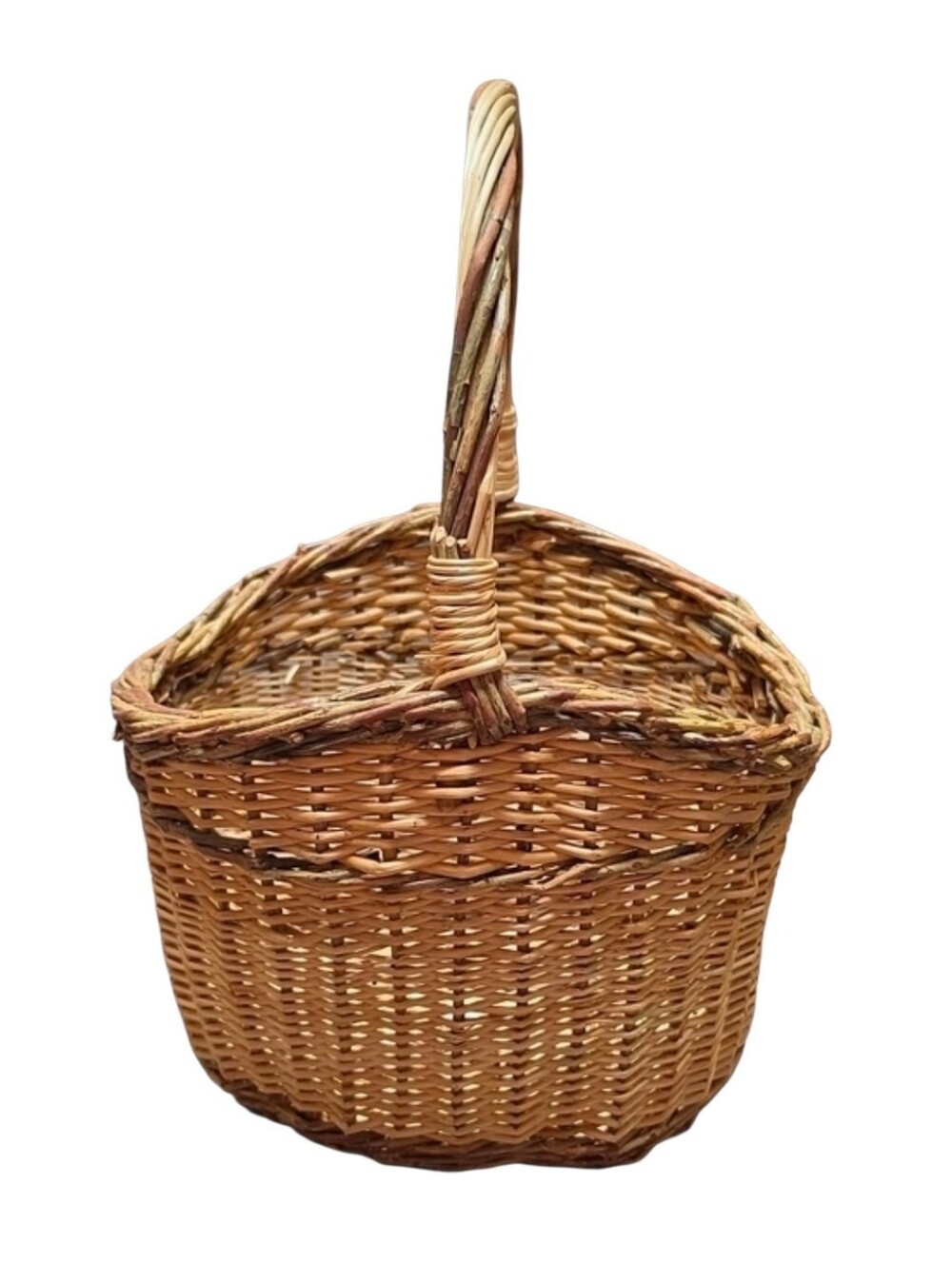 Home Decor Rustic Woven Rattan Handled Basket Natural Brown